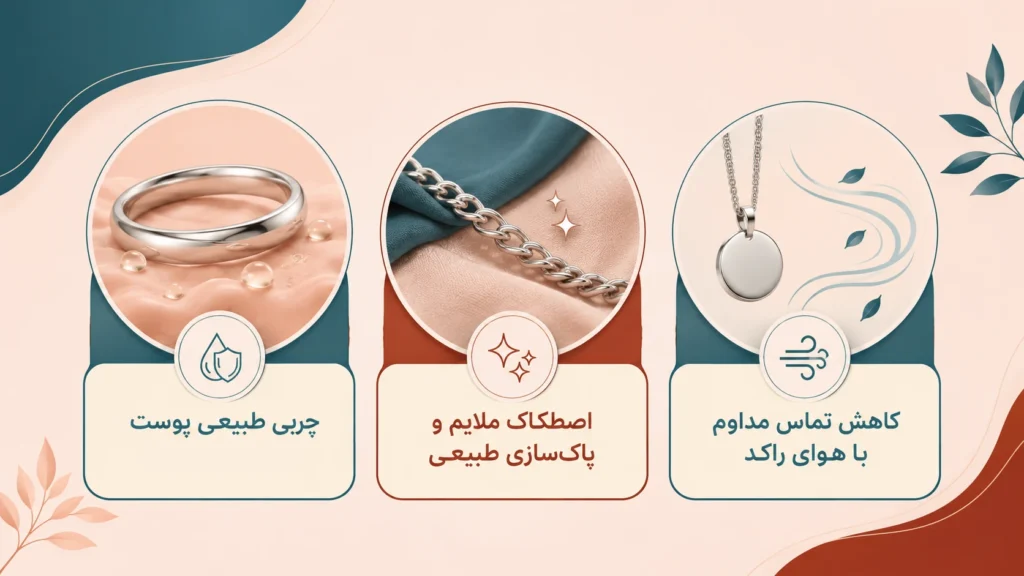 سه دلیل کمتر تیره شدن نقره هنگام استفاده روزانه