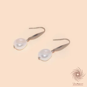 گوشواره نقره‌ای استیل با مروارید دفرمه